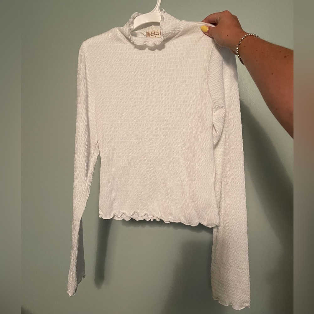White Ruffle High Neck Altar’d State Top